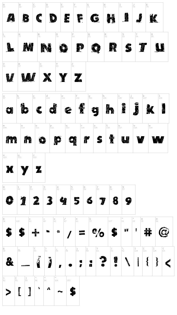 TNT X Plosion font map